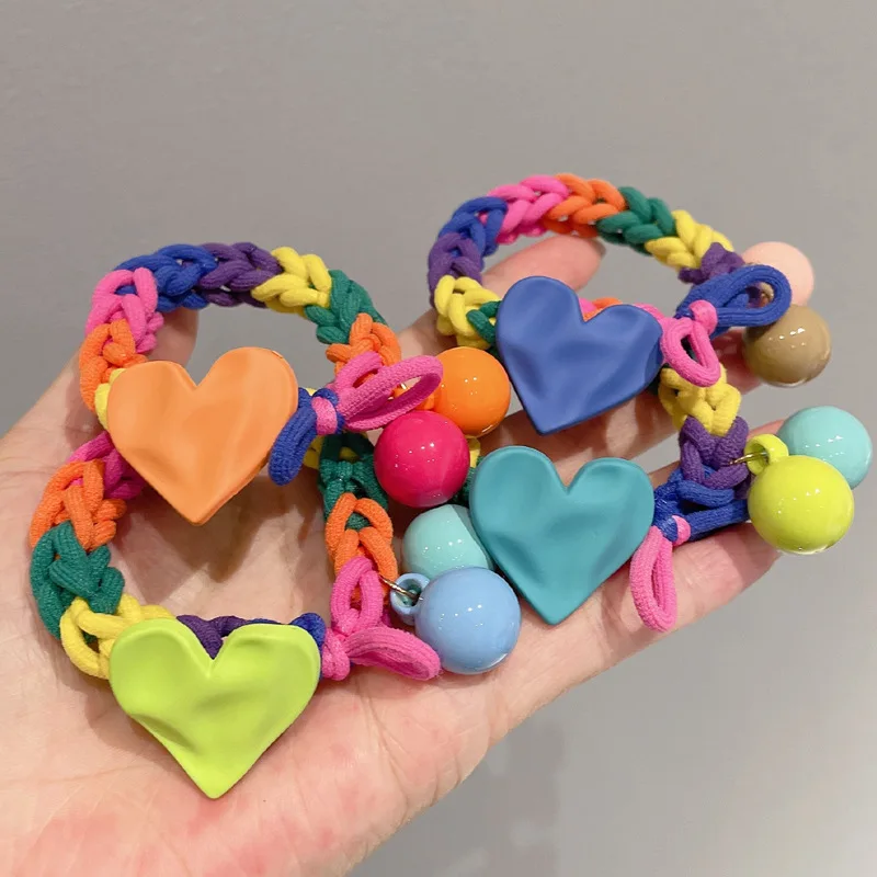 

Женская Радужная веревка для волос в Корейском стиле, цветная бесшовная веревка для конского хвоста, цветное кольцо для волос, высокоэласти...