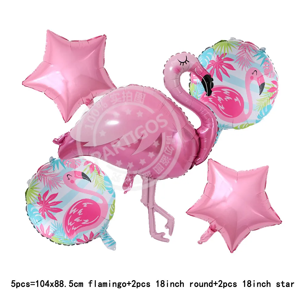 1 комплект в гавайском стиле Вечерние фольгированные шары форме Фламинго большой