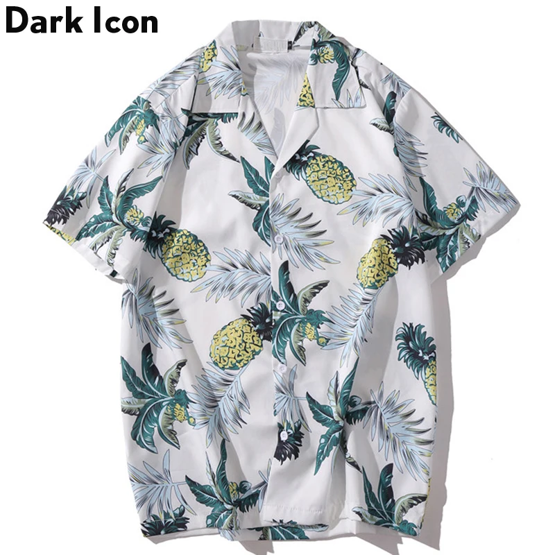 Винтажные Гавайские рубашки Dark Icon 2020 летние пляжные с принтом ананаса мужские