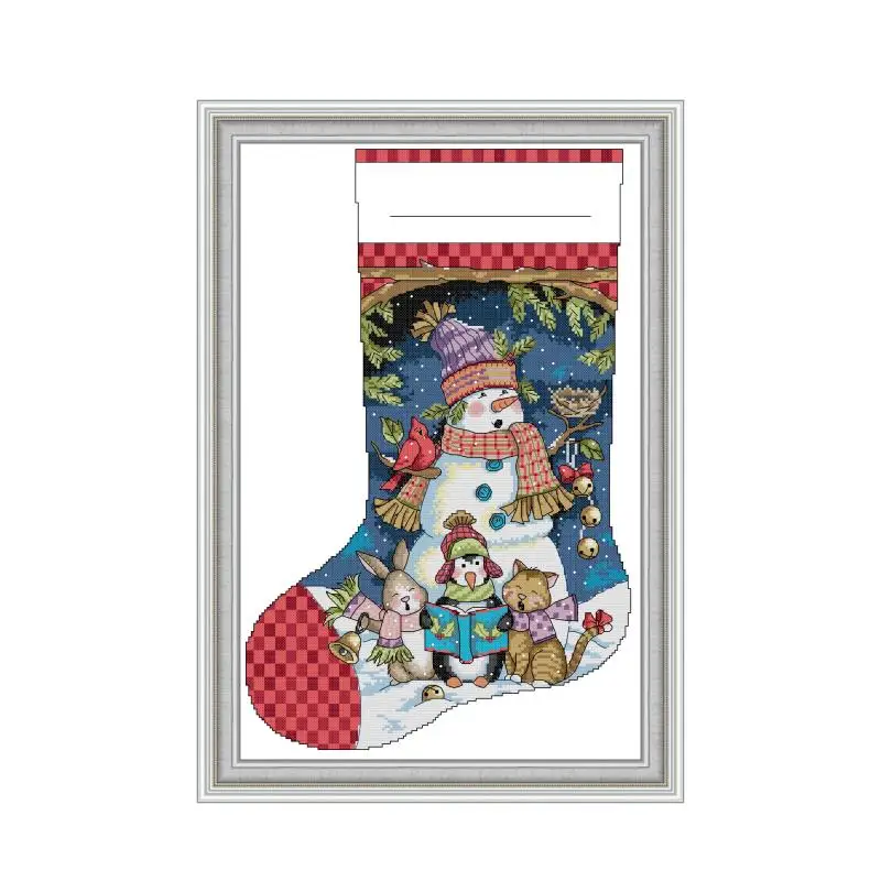 

Christmas stocking-chant cross stitch kit 14ct 11ct pre stamped canvas cross stitching animal embroidery DIY handmade needlework