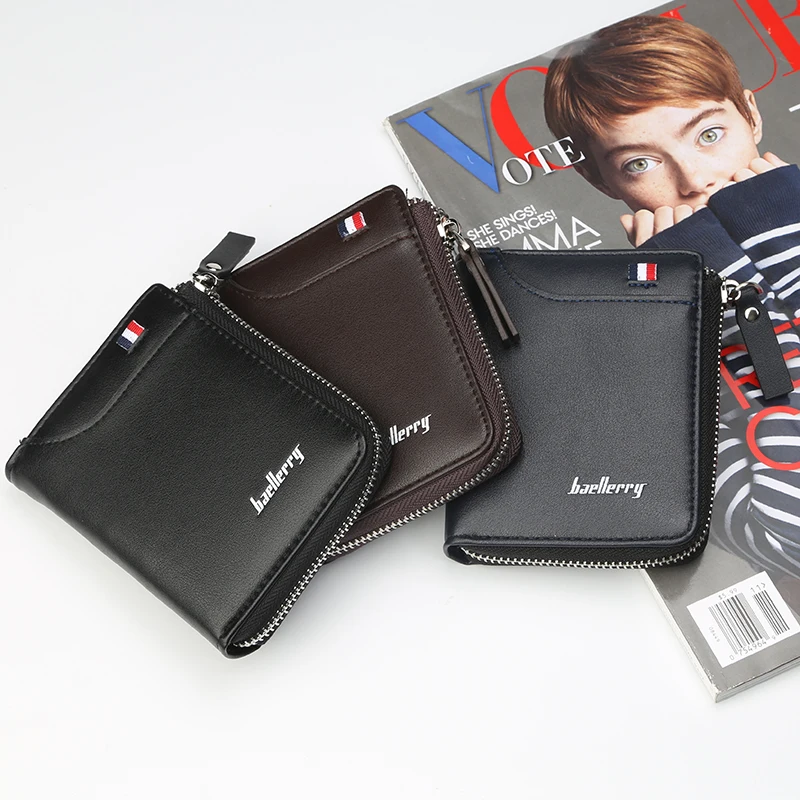 Мужской кошелек мужской короткий вертикальный на молнии Для водительских прав