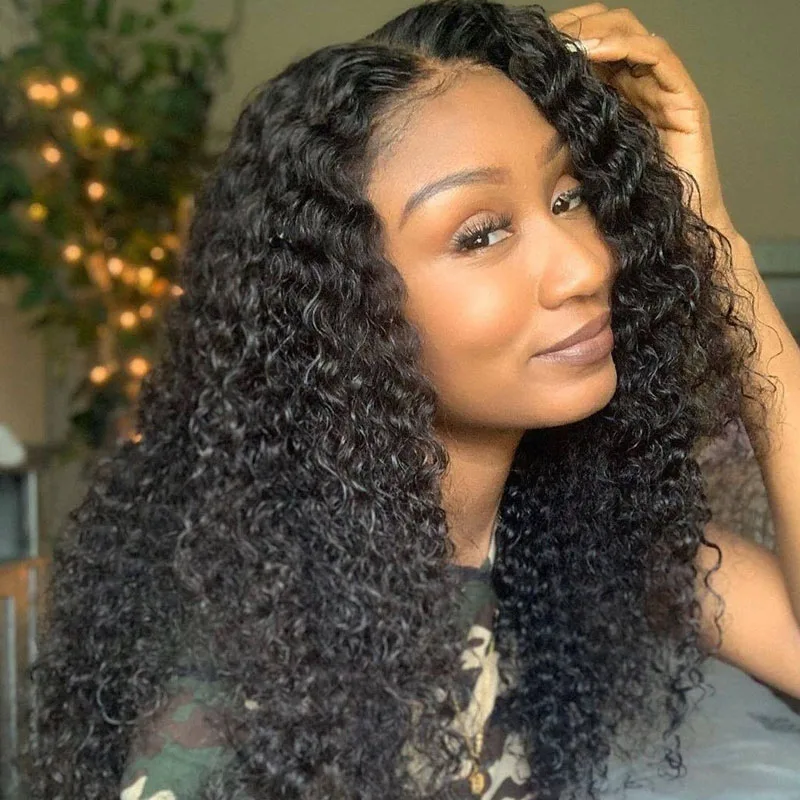 Swinging Forest Wigs for Black Women Kinky Curly Wig 13x4 Lace Front Human Hair With Baby 180% Remy | Шиньоны и парики