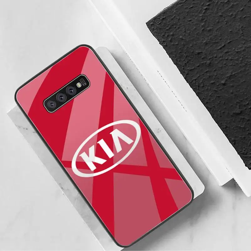 Kia Автомобильный логотип Чехол для телефона из закаленного стекла Samsung S20 Plus S7 S8 S9