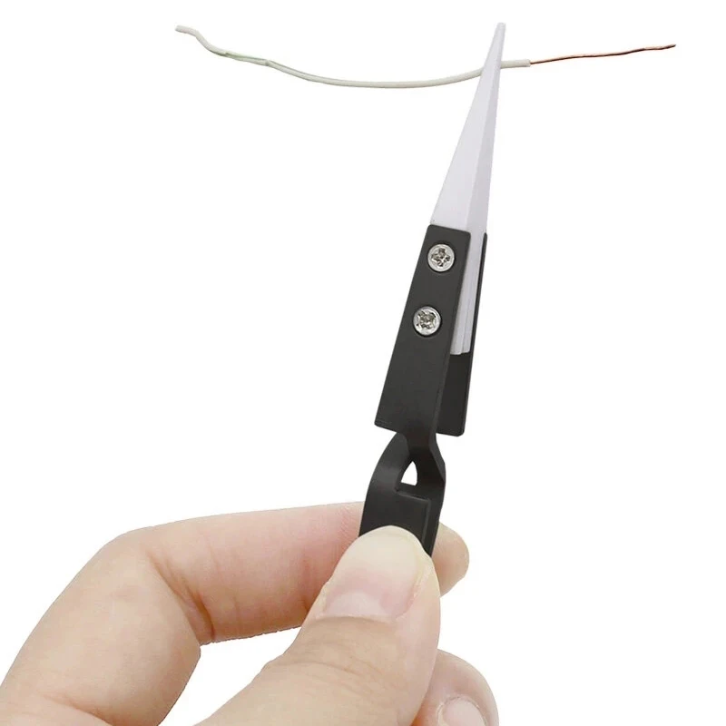 

3PCS Anti-Static Reverse Ceramic Tweezers Stainless Steel Electronic CIigarette Heat Resistant Conductive Curved Straight Tweeze