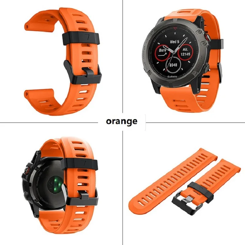 Ремешок силиконовый для наручных часов Garmin Fenix 3 Fenix3 HR резиновый браслет GPS с