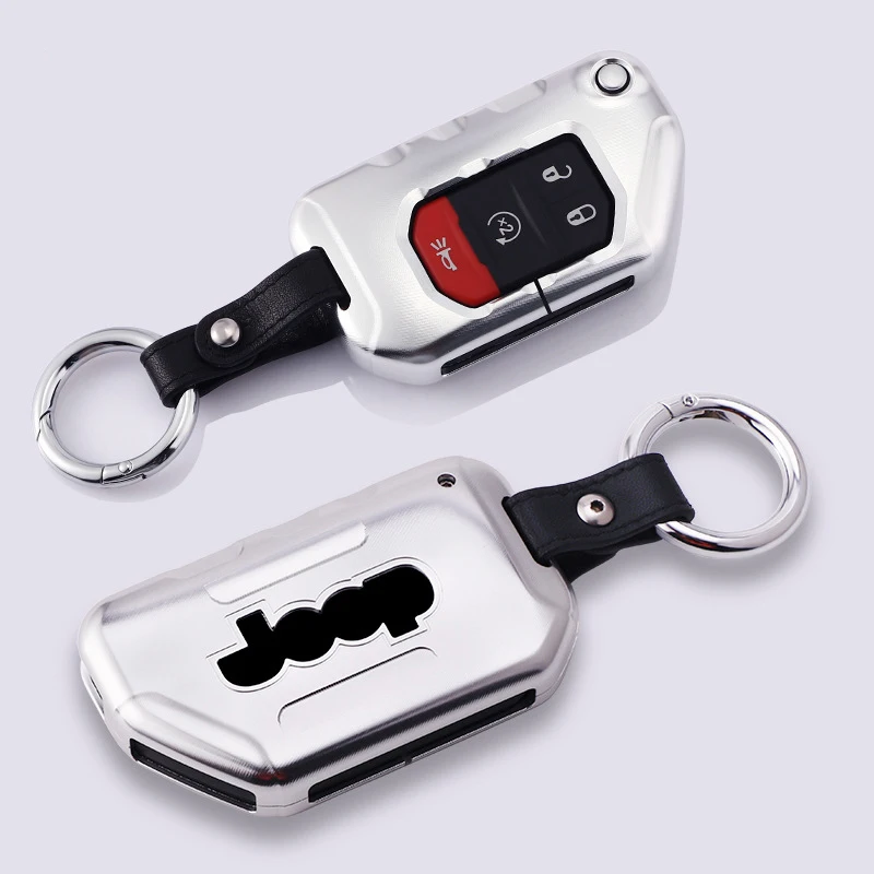 

For Jeep New JL Wrangler 2018 New Aluminium Alloy Car Smart Remote Key Cover Case Key Protection Shell Keychain Accessories