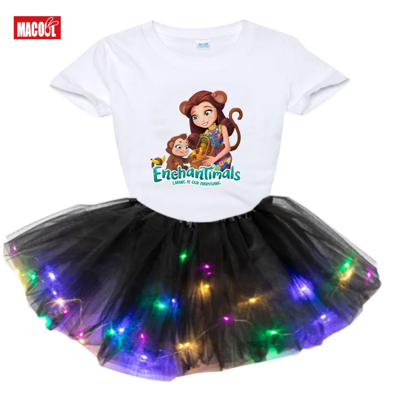 Для девочек летнее платье с юбкой пачкой комплект одежды для 2 шт. в комплекте