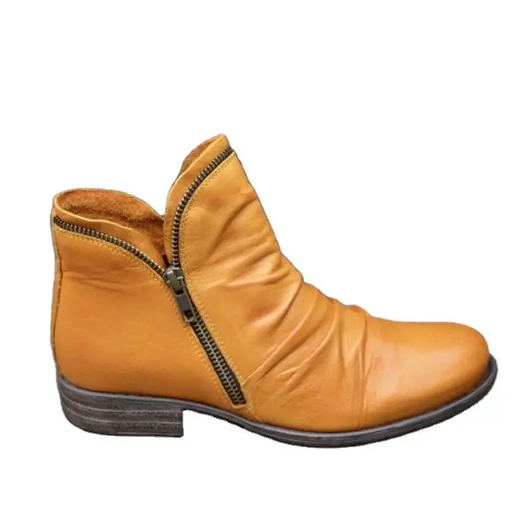 

heel round boots big boots thick Autumn 2020 size Chelsea short toe women's boots