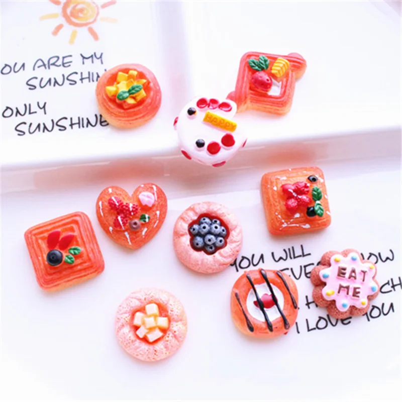 

10 шт./лот имитация еды Play Flatback Кабошон искусственный хлеб торт подходит для украшения телефона Скрапбукинг ремесла DIY аксессуары