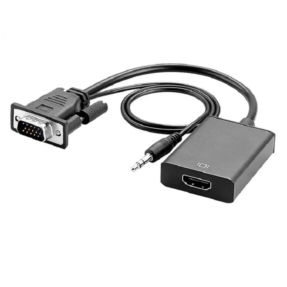 

VGA To HDMI-compatible Adapter With 3.5mm Audio Cable Male To Female Adapter Fit For HDTV Or Monitors, Computer Accessories