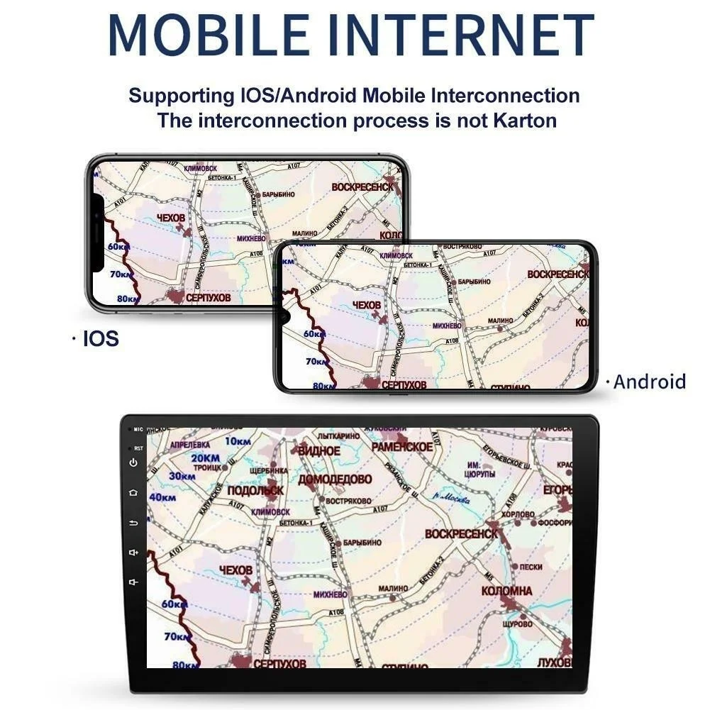 Авторадио четырехъядерный 2DIN Android 9 дюймов Автомобильный стерео BT GPS Navi WiFi MP5 плеер