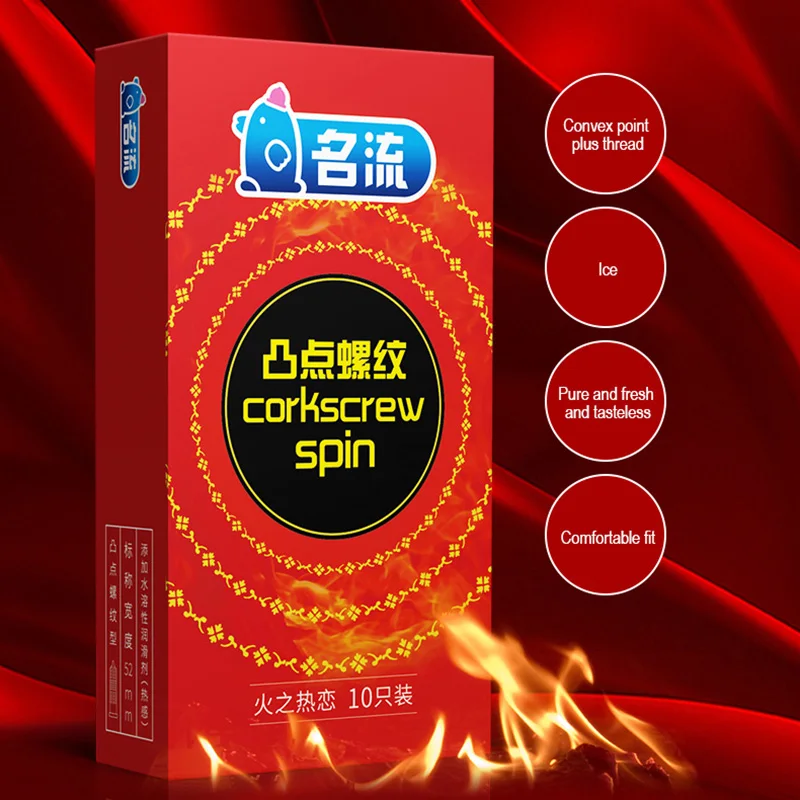 

10pcs Mingliu Fiery Stimulation Condoms G-point Condones Natural Latex Threaded Particles Penis Sleeve Safe Sex Game