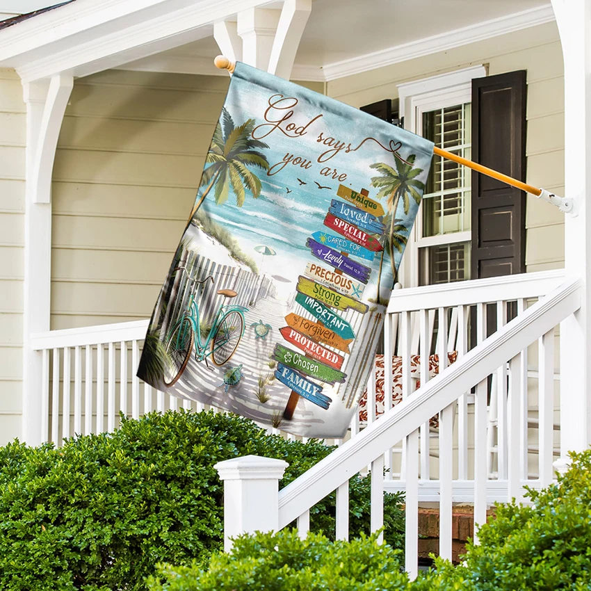 Пляжная черепаха Бог говорит что вы флаги и баннеры украшение для дома сада двора