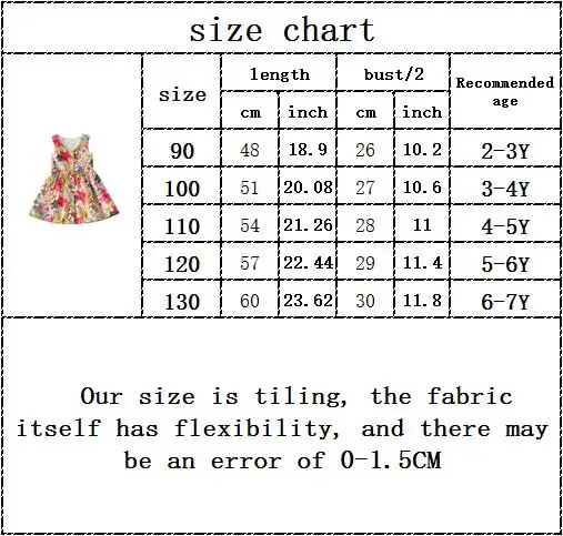 

Kids Baby Girls Summer Sleeveless Print Flower Knee-length Dresses Toddler Children Casual Clothes 2-7Y
