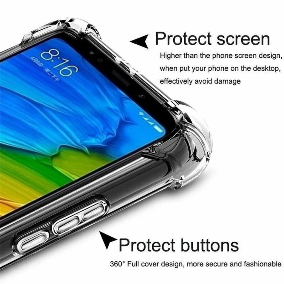 Ультратонкий Ударопрочный Мягкий ТПУ силиконовый прозрачный чехол для телефона