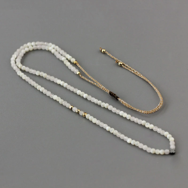 

Women's bracelet multilayer Fashion White crystal Beads 3mm Beaded Necklace Women Dual purpose Charm Party Jewelry Gift Bohemian