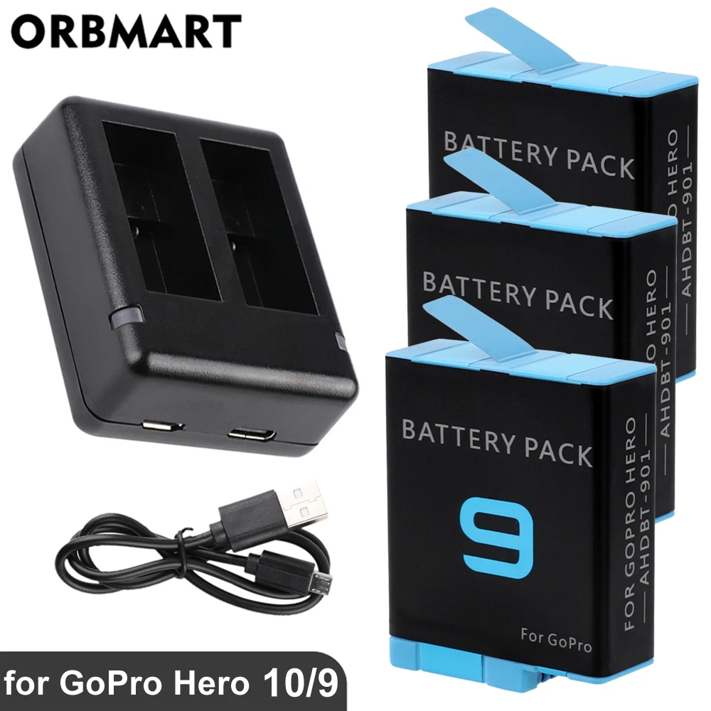 

Зарядное устройство для GoPro Hero 10 9, зарядное устройство для Go Pro Hero 9, черный аккумулятор 1720 мАч, зарядный кабель с двумя портами для аксессуаро...