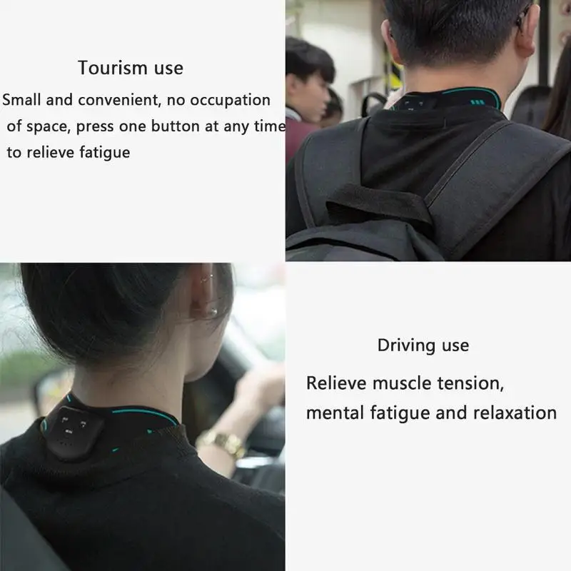 

Shoulder Cervical Neck Massager Rechargeable Tens Electrode Pads Mini Electric Muscle Spine Relax Pain Relief Body Therapy Massa