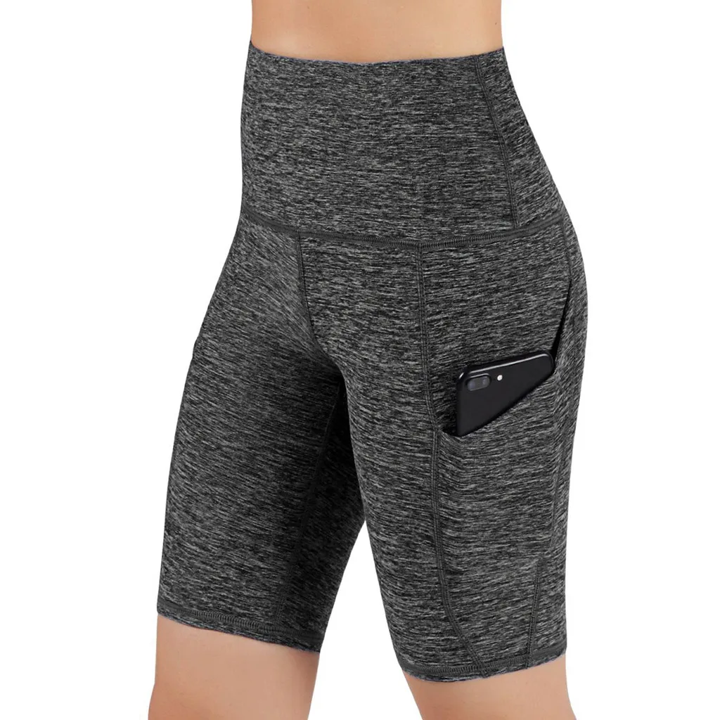 Шорты для спортивного зала, Для женщин однотонные Цвет Йога шорты для тренировки, спорта Высокая Талия Дышащие леггинсы короткие Esportivo Feminino