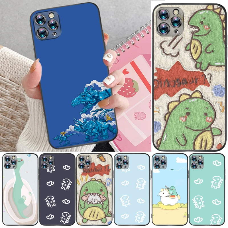 

Cute Funny Couples Dinosaur Flowers Color Painting Phone Case For iPhone 6 6S Plus 7 8 Cases Funda Coque Carcasa