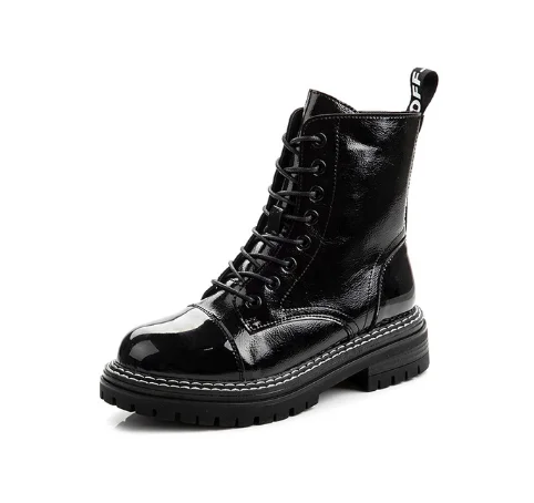 Ботинки женские на платформе Короткие полусапожки из воловьей кожи с пряжкой