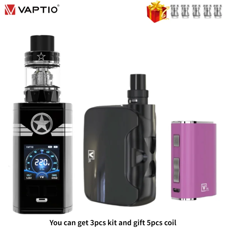 [Отправить катушку 5 шт.] Vaptio Captain Vape Kit 220 Вт бокс-мод с атомайзером 2 0 мл внешняя