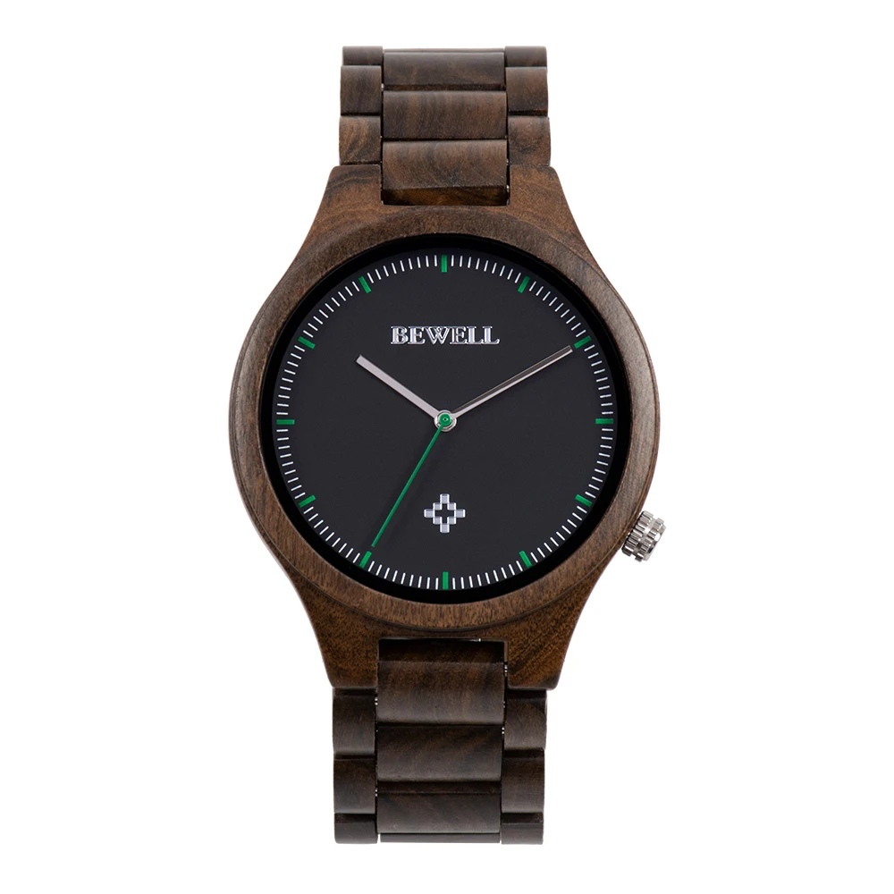 

Bewell New Wood Watch Men Luxury Brand Quartz Wristwatch Black Wooden Watch Male relogio masculino Casual Clock Gift for Lover