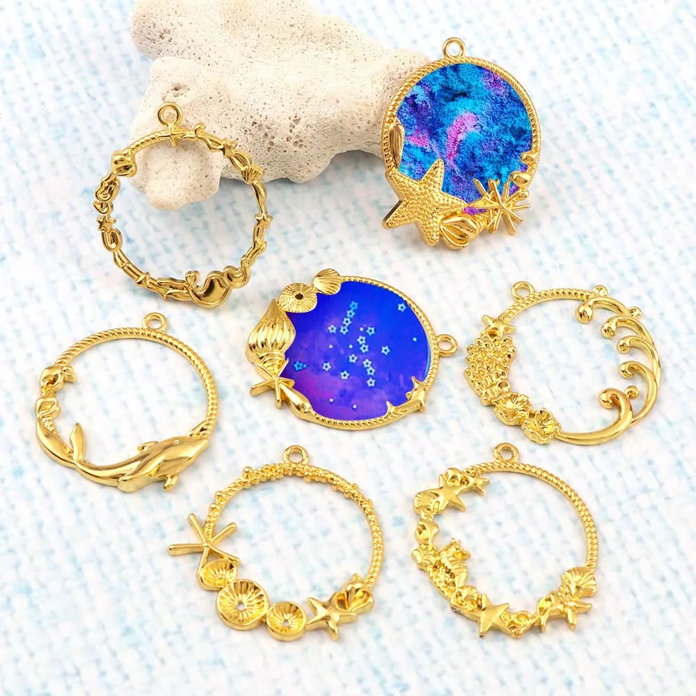 Очаровательная подвеска из УФ-смолы планет ракет луна цветок рыба золотого цвета