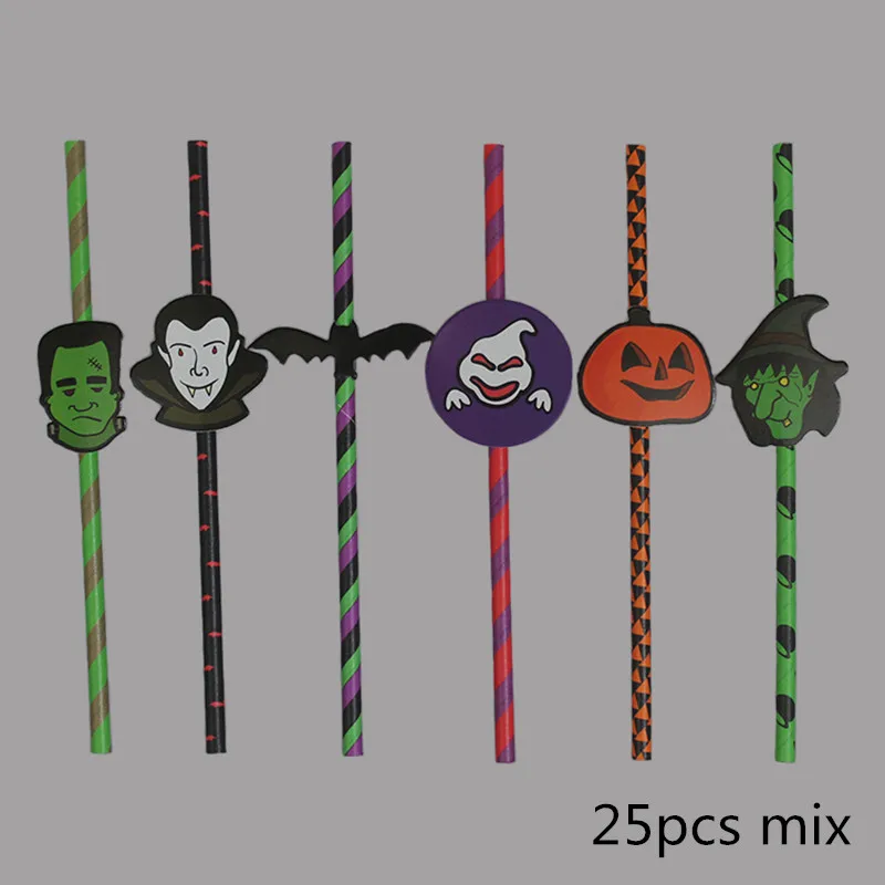 Соломинки для питья 25 шт. одноразовые Хэллоуина | Дом и сад