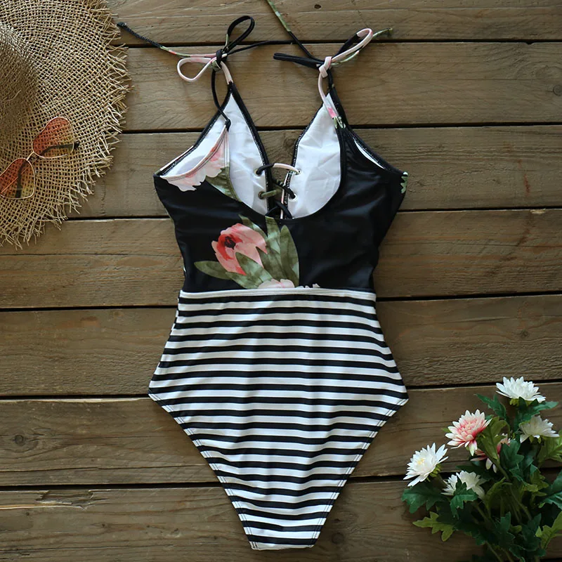 Новинка 2020 винтажные цельные купальные костюмы бохо с цветочным принтом