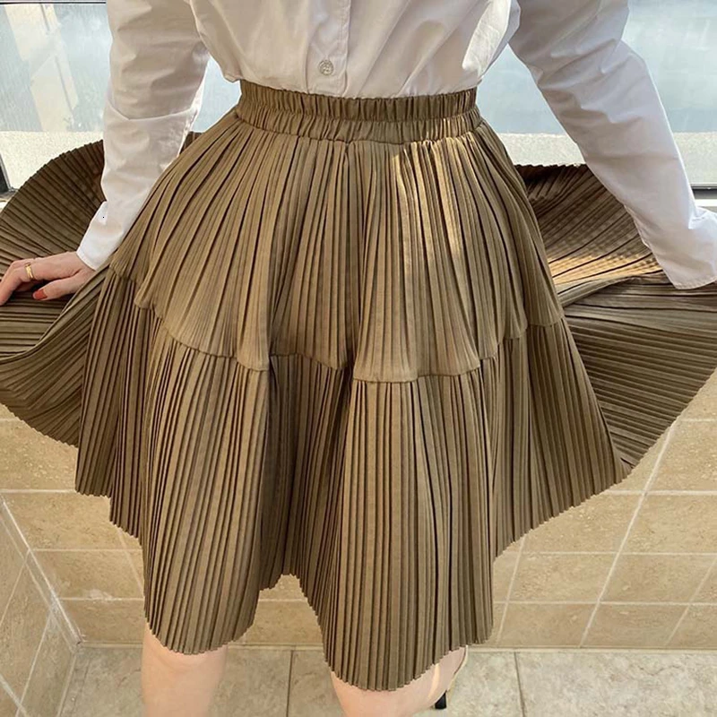 TWOTWINSTYLE винтажные однотонные женские плиссированные юбки с высокой талией Осень