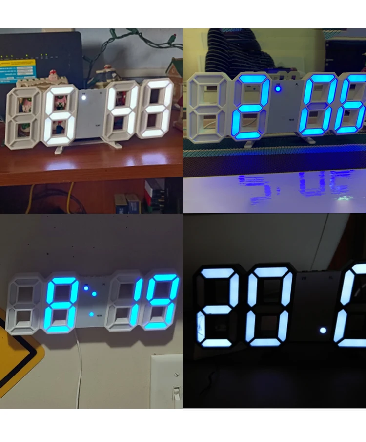 

Anpro 3D Large LED Digital Wall Clock Date Time Celsius Nightlight Display Table Desktop Clocks Alarm Clock From Living Room