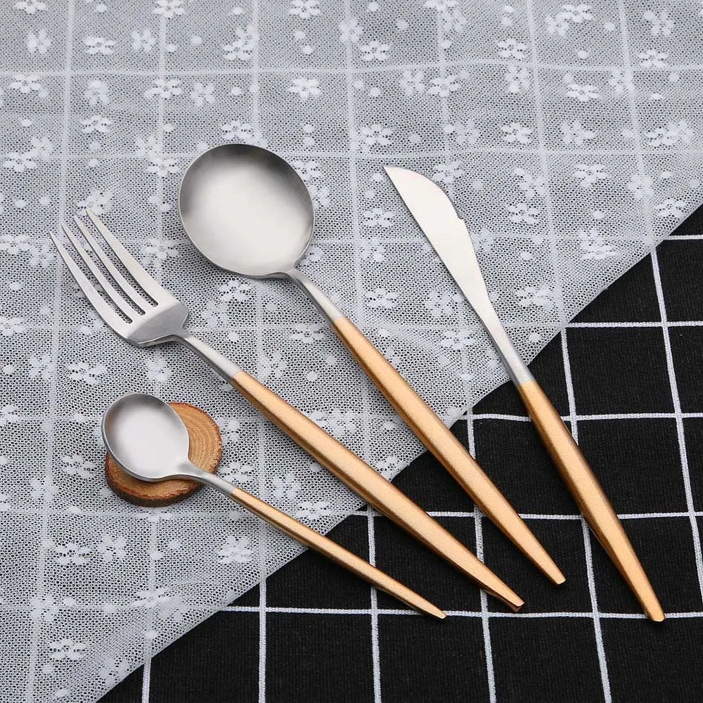 Португалия Стиль столовые приборы из нержавеющей стали столовая ложка вилка