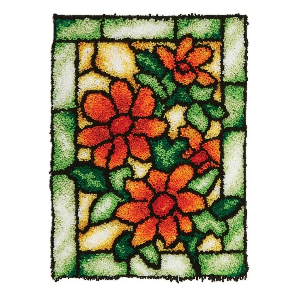

DIY Flowers Latch Hook Rug Kits for Adults - Beginners with Preprinted Canvas Pattern Including Wooden Bent Latch Hook Tool