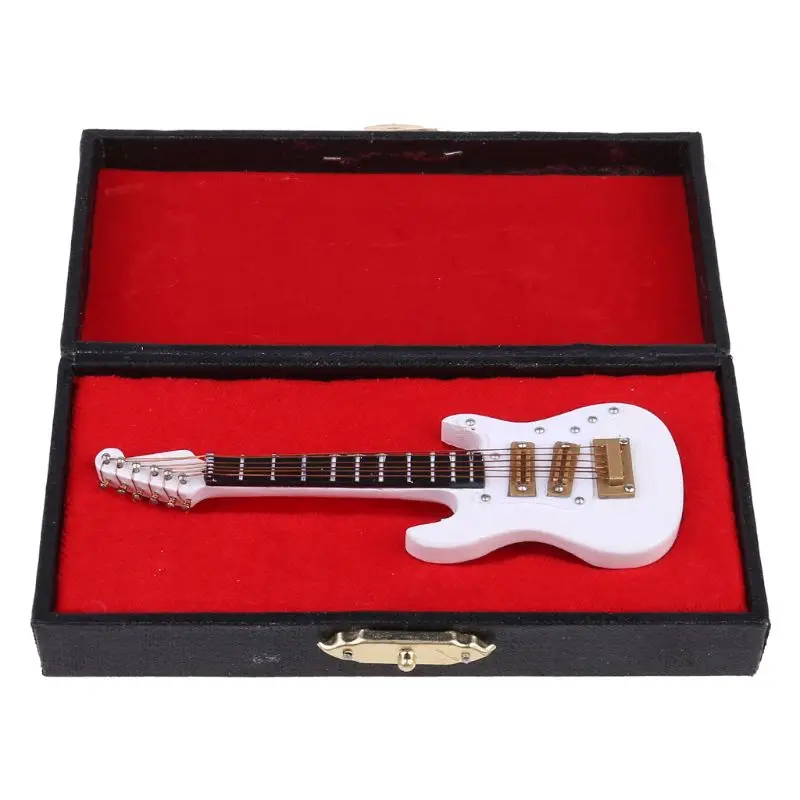 

10cm Miniature Electric Guitar Replica with Box Stand Musical Instrument Model Drop Shipping