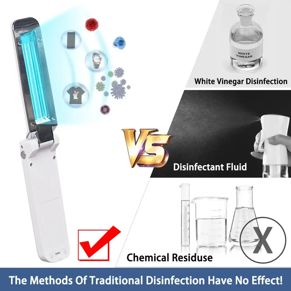 Портативная Складная дезинфекция УФ лампа для дома гостиной светодиодная