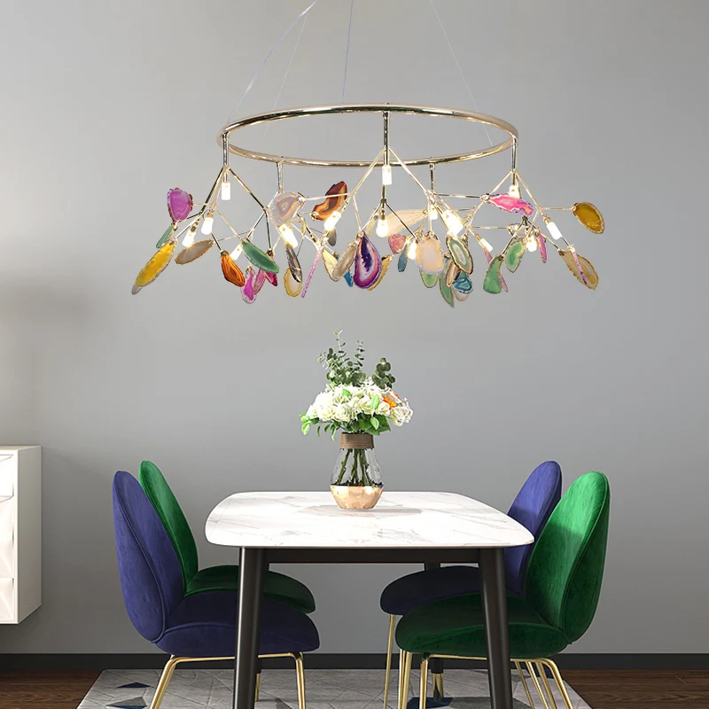 

Nordic Luxury Agate Chandelier for Living Room Modern Home Decoration Branches Carnelian LED Chandelier Indoor Lighting Fixtures