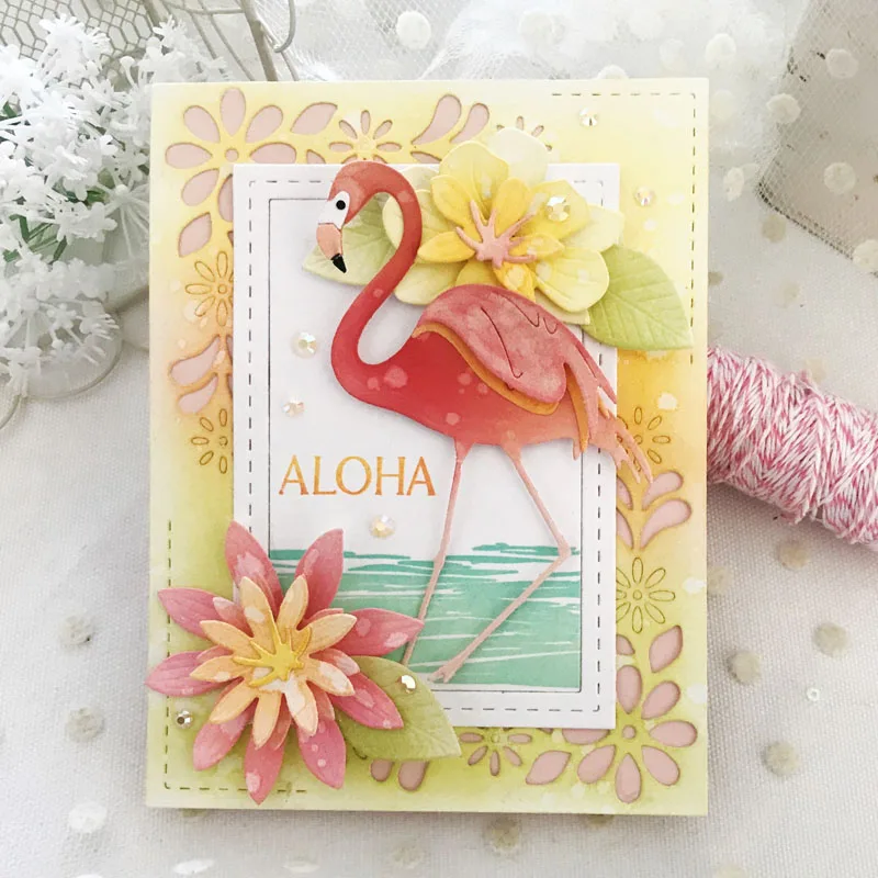 Перьи друзья штамп Фламинго Симпатичные животные металлические Вырубные штампы