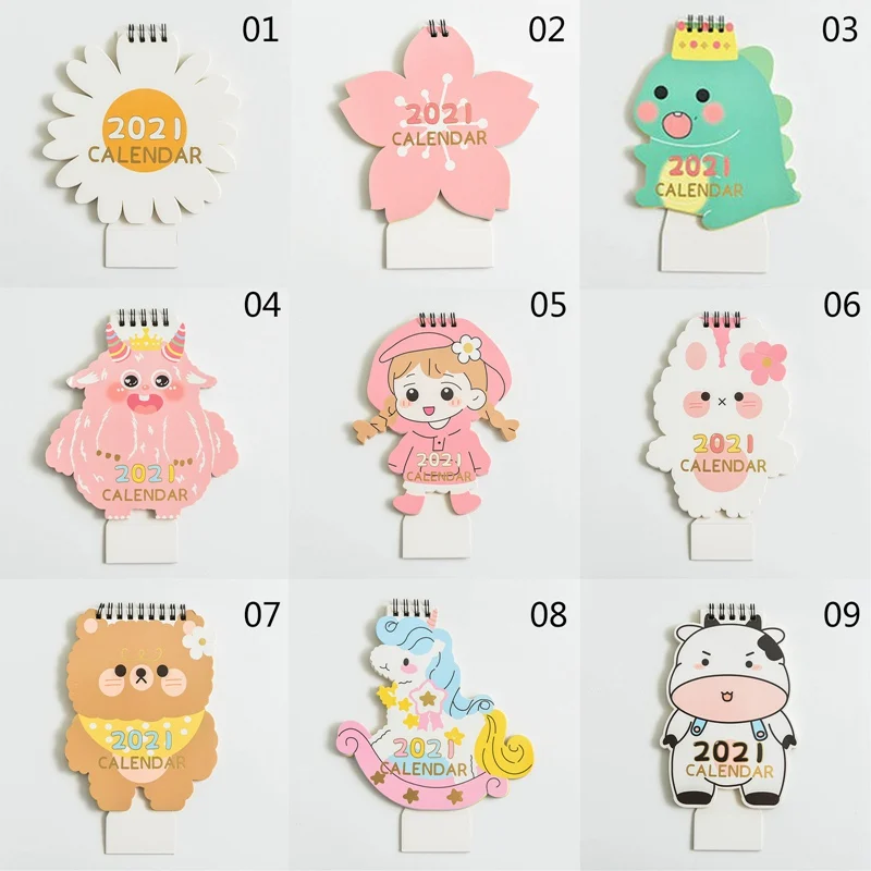 

2021 Cute Cartoon Animal Mini Desk Calendar Decoration Cute Girl Creative Desktop Calendar Planer Kawaii Agenda Table Calendar