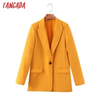 tangada women orange suit blazer female long sleeve elegant jacket ladies business blazer formal suits sl517