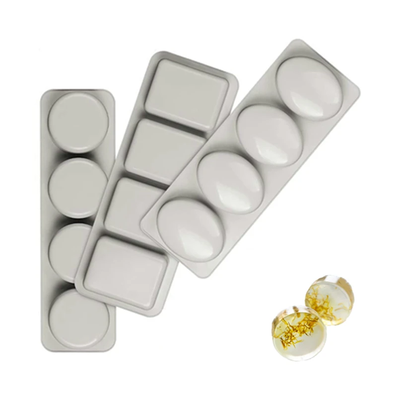 

DIY Oval Round Square Silicone Soap Mold Reusable 3D Handmade Flower Soap Molds 4 Holes Mould Making Supplies Dropshipping