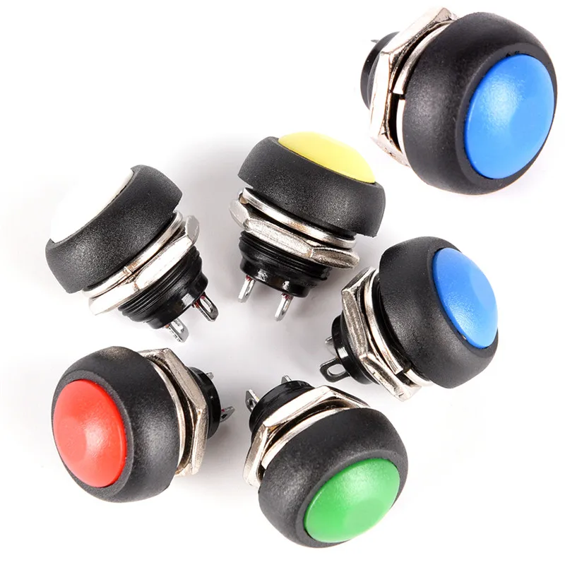 

5 шт. Водонепроницаемый Мгновенный кнопочный переключатель включения/Выкл круглый 12 мм Переключатель PBS-33B полезные