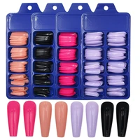 100pcs press on acrylic coffin nail tips ballerina colored french clear artificial full cover long fake false nails for manicure