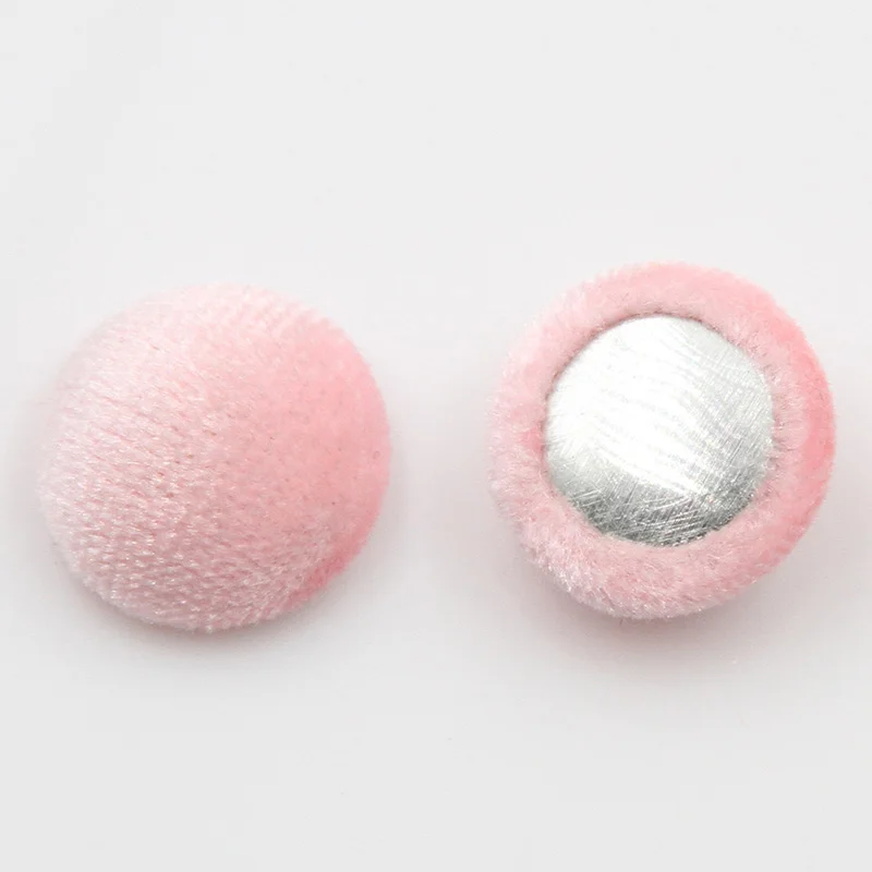 Pink 50/100 шт 15 мм бархат покрытая тканью, круглая кнопка с плоской задней кабошон украшения пуговицы ручная работа Скрапбукинг - Цвет: Pink