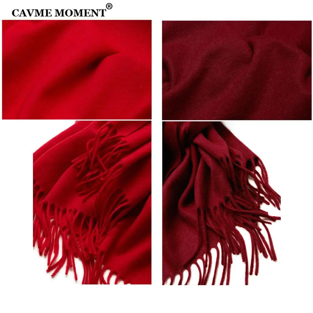 CAVME Pure Wool Scarf Unisex Christmas Gift Basic Long Sacrves with Tassels Fashion Warm 100% 40*200cm 180g |