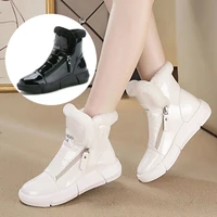 winter platform boots women sneakers shoes woman high top casual shoes wedge zipper booties warm white botas mujer invierno
