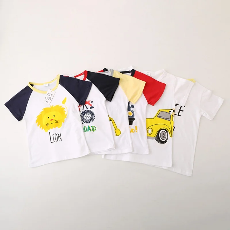 Модные хлопковые футболки с короткими рукавами и круглым вырезом для мальчиков