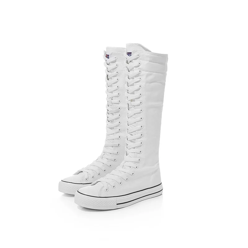 

Summer ladies flat high-top canvas shoes over the knee women's high pass long boots Martin boots women's shoes