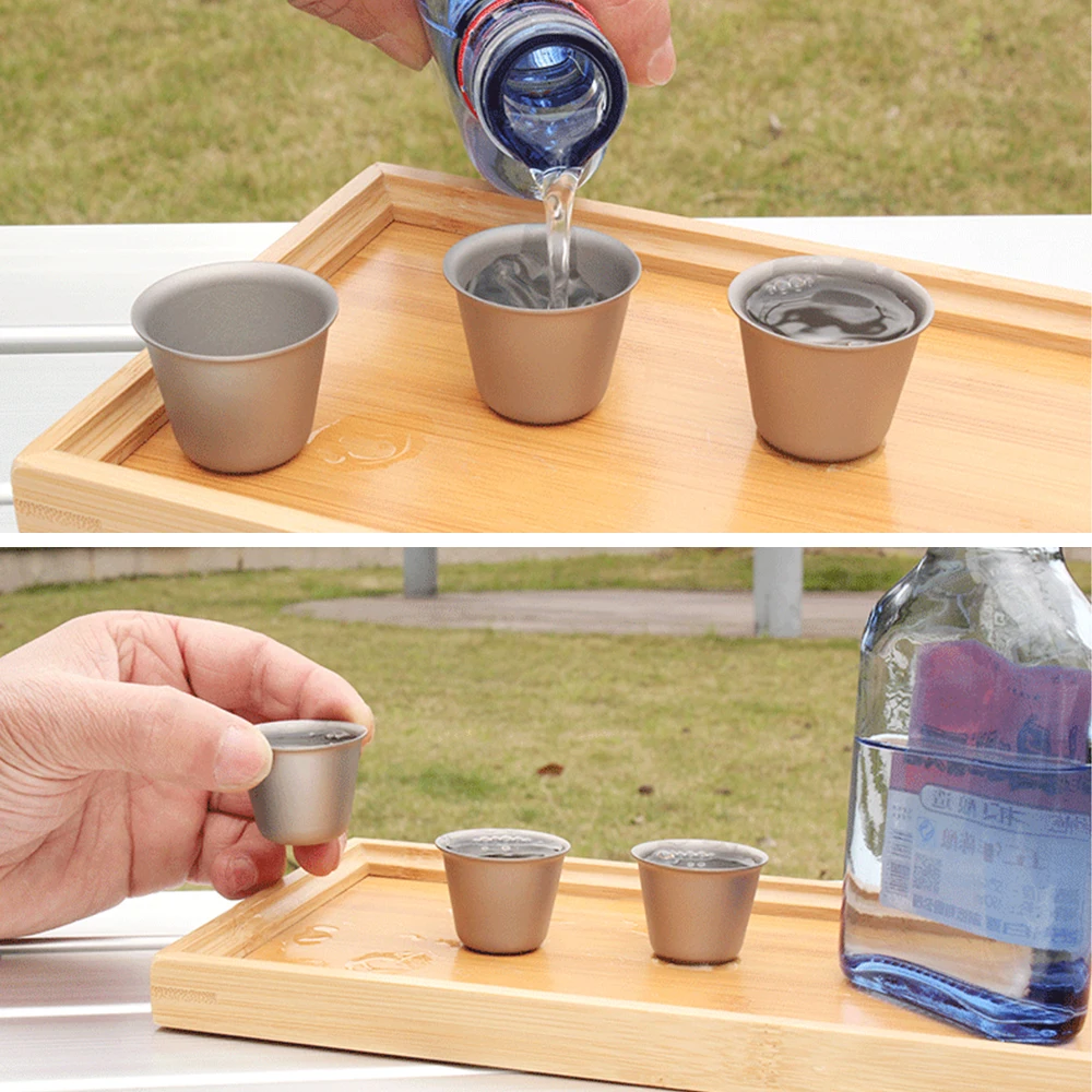 

Mini Titanium Cup Outdoor Camping Wine Tea Cup Picnic Party Drinkware Tableware Anti-broken Cup 1PCS / 2 PCS / 3 PCS