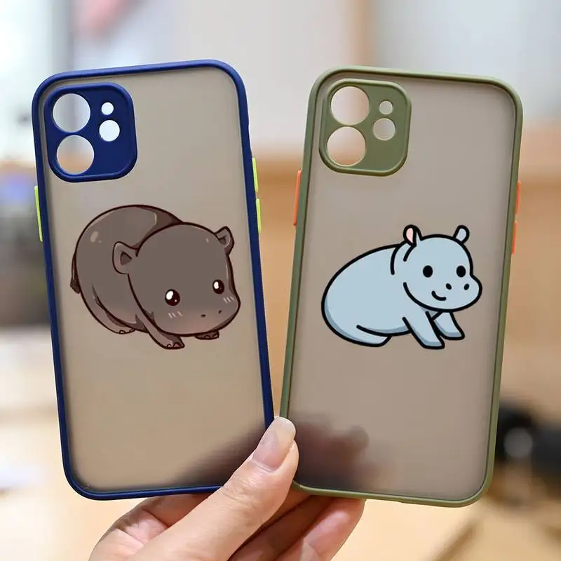 

ippopotamo Cartoon cute Phone Case matte transparent For iphone 7 8 11 12 13 plus mini x xs xr pro max cover